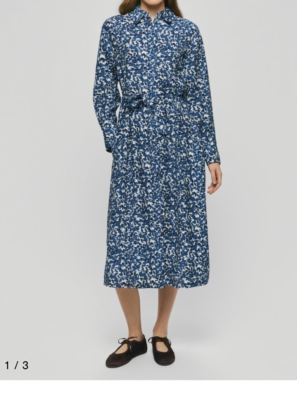 New MSCHKaralie Jusia Dress
AOP Blue Floral Long-Sleeve Midi Shirt Dress